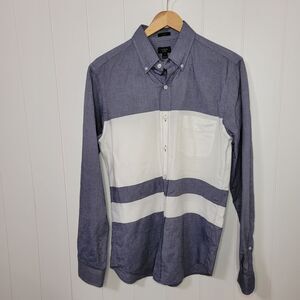 J Crew Shirt Mens Size Small Blue White Color Block Preppy Button Up